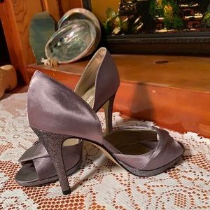 Caparros size 7M Satin and Glitter platform and peep toe party heels. Worn once.